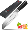 TUO 7 Inch Santoku Knife, Japanese Chef Knife Vegetable Meat Kitchen Knife, German HC Stainless Steel, Premium Ergonomic Pakkawood Handle, Full Tang with Gift Box, Goshawk Series