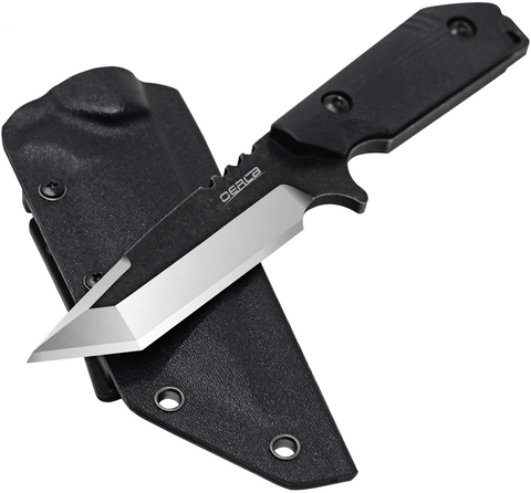 Image of Oerla TAC Knives OLX-004 Fixed Blade Outdoor Duty Straight Knife 420HC Stonewashed Steel Field Knife Camping Knife with G10 Handle Waist Clip EDC Kydex Sheath (Black)
