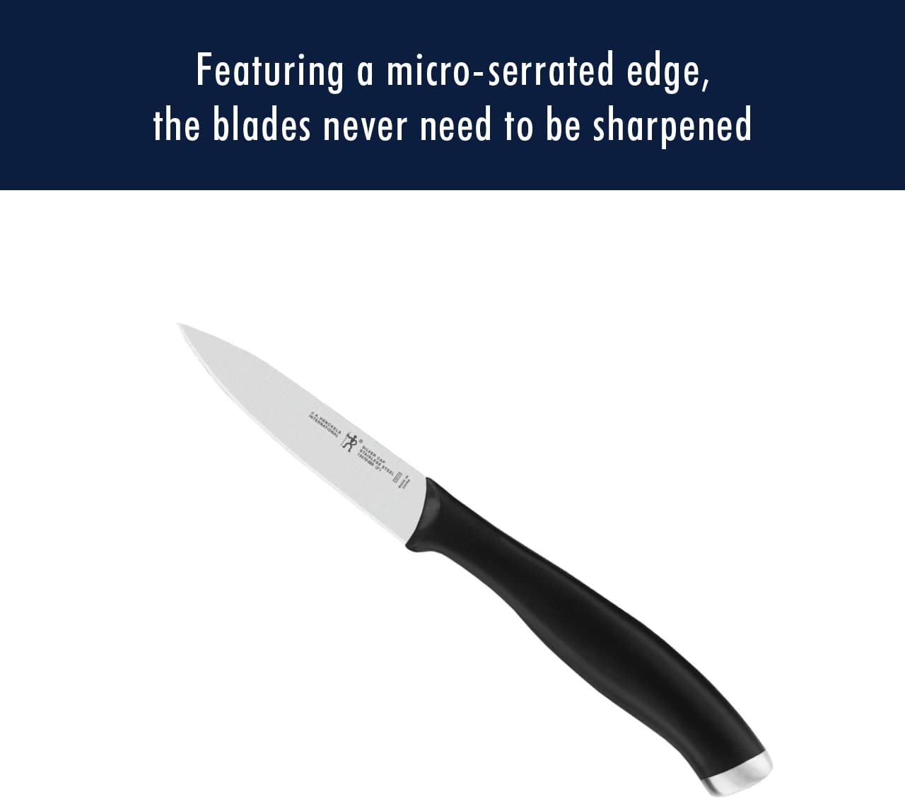 HENCKELS Silvercap 14-Pc Kitchen Knife Set with Block Set, Chef Knife, Bread Knife, Steak Knife Set, Black