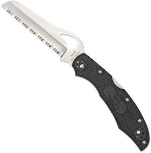 Byrd by Spyderco Cara Cara 2 Rescue Lightweight Knife with 3.88" Stainless Steel Sheepfoot Blade and High Performance Black FRN Handle - Spyderedge - BY17SBK2