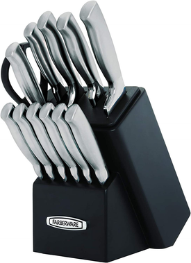 Farberware Self-Sharpening 13-Piece Knife Block Set with Edgekeeper Technology, Black -