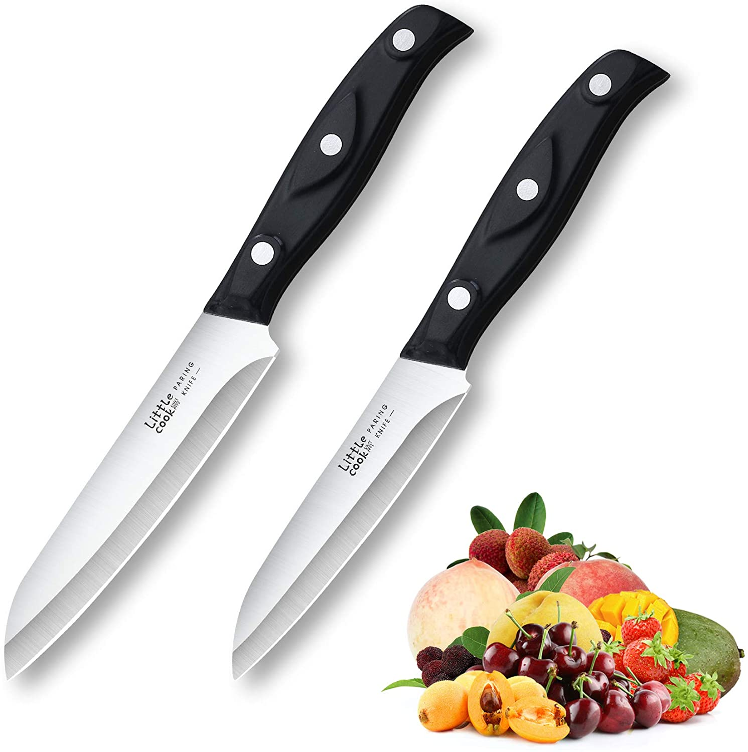 2PCS Paring Knife - Little Cook Paring Knife Set - Ultra Sharp Kitchen Knife - Fruit Knife - German Stainless Steel - ABS Handle