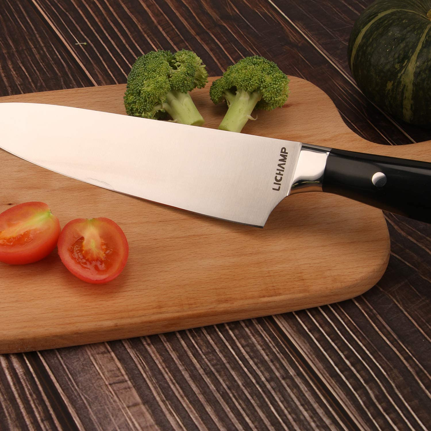 Lichamp Chef Knife, 8 Inches Chefs Knife with Professional Forged Stainless Steel Blade and Riveted Handle