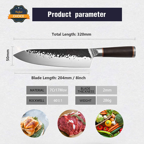 Image of Chef Knife 8 Inch Professional Kitchen Knives High Carbon Steel Japanese Chef'S Knife Meat and Vegetable Cooking Knife for Home Restaurant