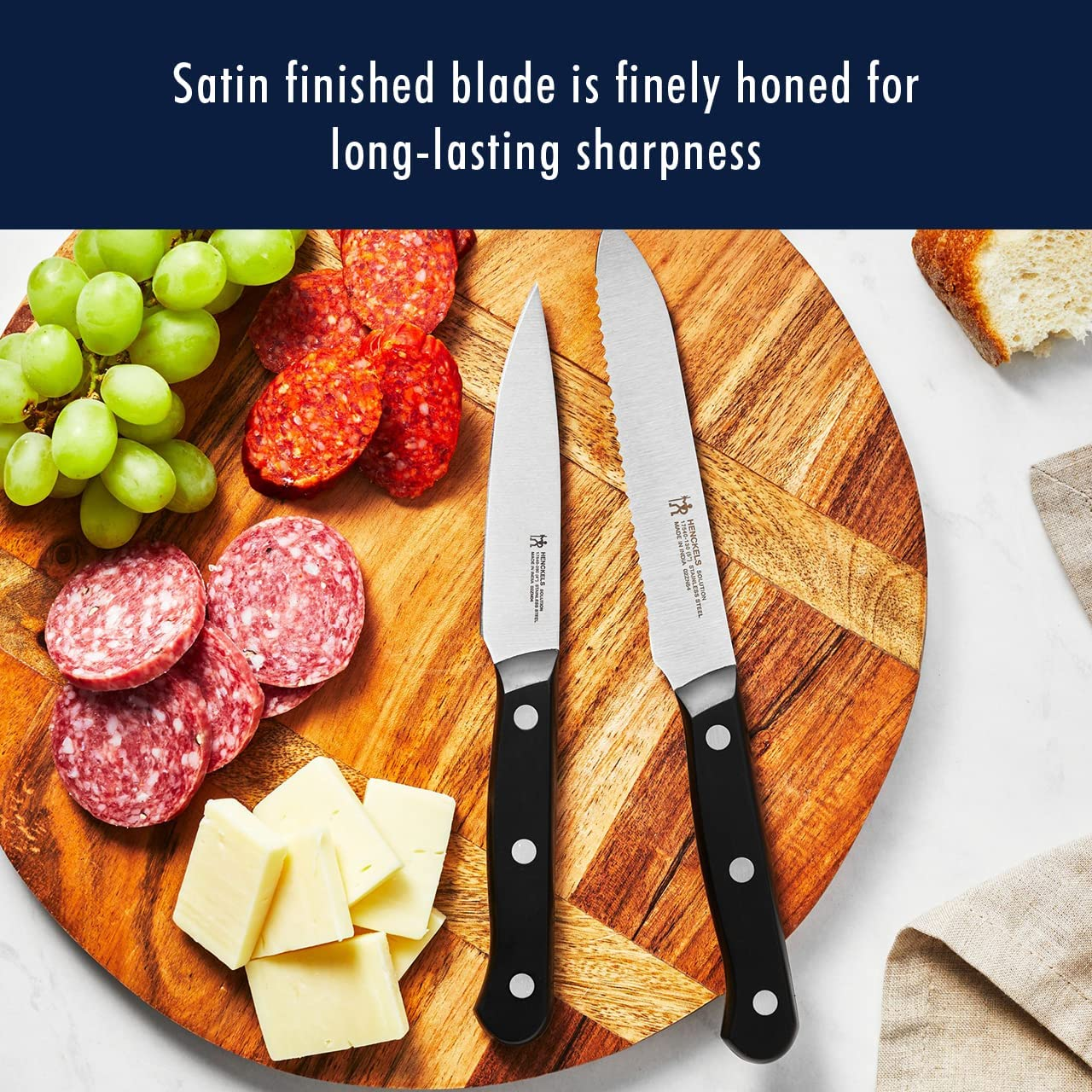 HENCKELS Solution Kitchen Knife Set with Block, 15-Pc, Black/Stainless Steel