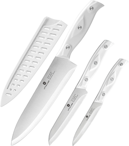 Chef Knife, Ultra Sharp Kitchen Knife, High Carbon Stainless Steel Chef Knife Set, 3-Pc, 8 Inch Chefs Knife, 4.5 Inch Utility Knife, 4 Inch Paring Knife