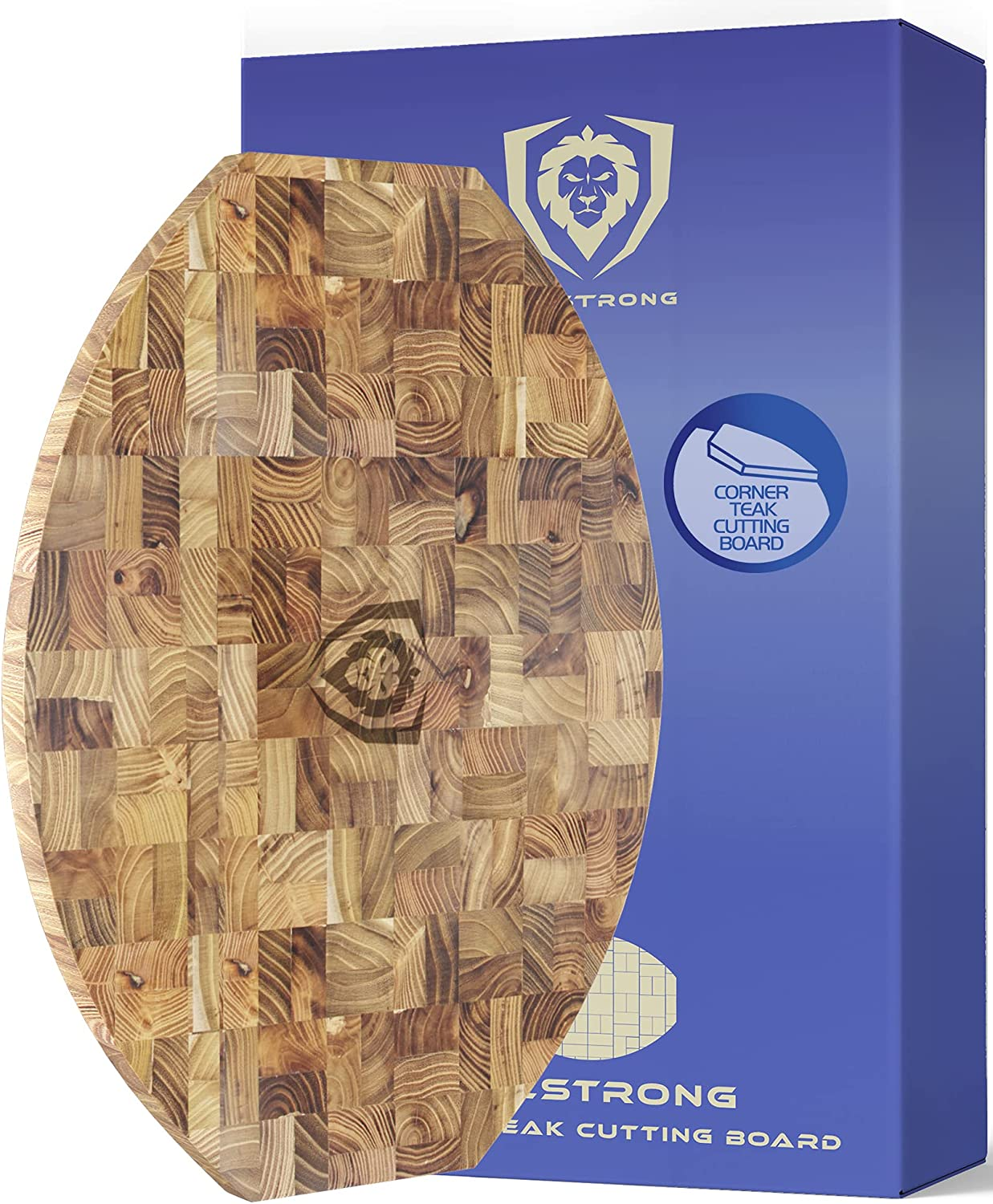 DALSTRONG Corner Counter Teak Wood Cutting Board - Tight Wood Grain - 24" X 18" X 2.2" - Kitchen Chopping Board - Serving Board - Cutting Boards - Gift Packaging