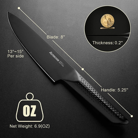 Chef Knife, 8 Inch Pro Kitchen Knife Dishwasher Safe, High Carbon German Stainless Steel Chef'S Knives with Ergonomic Handle, Elegant Black, Best Gifts