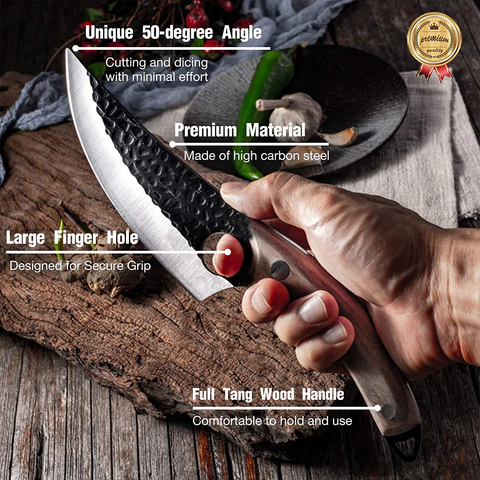 Image of Viking Knife Meat Cleaver Knife Hand Forged Boning Knife with Sheath Butcher Knives High Carbon Steel Fillet Knife Chef Knives for Kitchen, Camping, BBQ