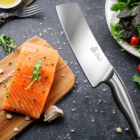 Image of DDF Iohef Nakiri Kitchen Knife, Chef'S Knife in Stainless Steel Professional Cooking Knife, Antiseptic Non-Slip Ultra Sharp Knife with Ergonomic Handle Ideal for Kitchen & Restaurant