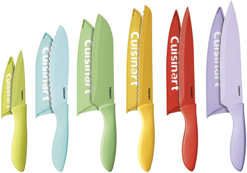 Image of Cuisinart C55-12PCER1 Advantage Color Collection 12-Piece Knife Set with Blade Guards, Multicolored