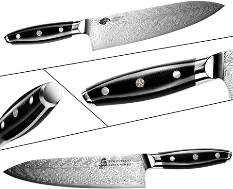 Image of TUO Chef Knife - Kitchen Knives 8-Inch High Carbon Stainless Steel - Pro Chef S Vegetable Meat Knife with G10 Full Tang Handle - Black Hawk-S Series Knives Including Gift Box