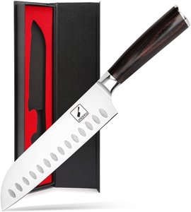 Santoku Knife - Imarku 7 Inch Kitchen Knife Ultra Sharp Asian Knife Japanese Chef Knife - German HC Stainless Steel 7Cr17Mov - Ergonomic Pakkawood Handle, Best Choice for Home Kitchen, Brown
