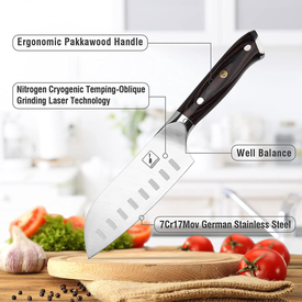 Santoku Knife - Imarku 5 Inch Kitchen Knife Ultra Sharp Asian Knife Japanese Chef Knife - German HC Stainless Steel 7Cr17Mov - Ergonomic Pakkawood Handle, Best Choice for Home Kitchen and Restaurant