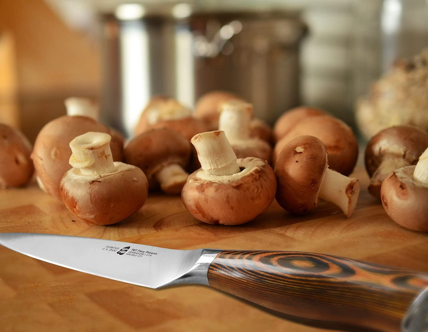 TUO Kitchen Utility Knife- Small Kitchen Knife - High Carbon German Stainless Steel Cutlery - Ergonomic Pakkawood Handle - Luxurious Gift Box Included - 5 Inch - Fiery Phoenix Series