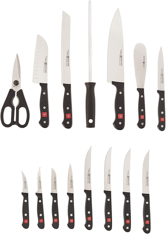 Image of Wüsthof Gourmet Knife Block Set, One Size, Beechwood Block, Stainless Knives