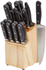 Amazon Basics 18-Piece Premium Kitchen Knife Block Set, High-Carbon Stainless Steel Blades with Pine Wood Knife Block