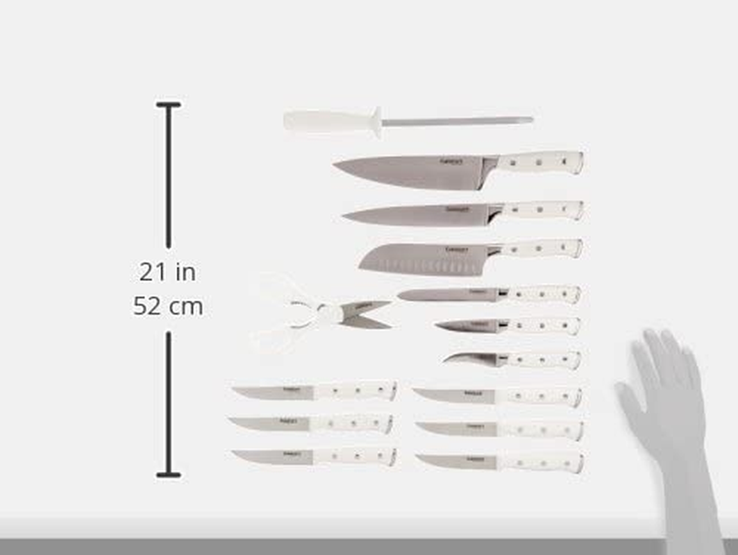 Cuisinart C77WTR-15P Classic Forged Triple Rivet, 15-Piece Knife Set, White