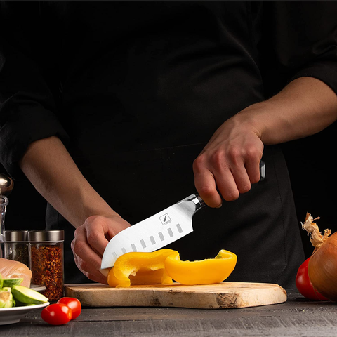 Image of Santoku Knife - Imarku 5 Inch Kitchen Knife Ultra Sharp Asian Knife Japanese Chef Knife - German HC Stainless Steel 7Cr17Mov - Ergonomic Pakkawood Handle, Best Choice for Home Kitchen and Restaurant