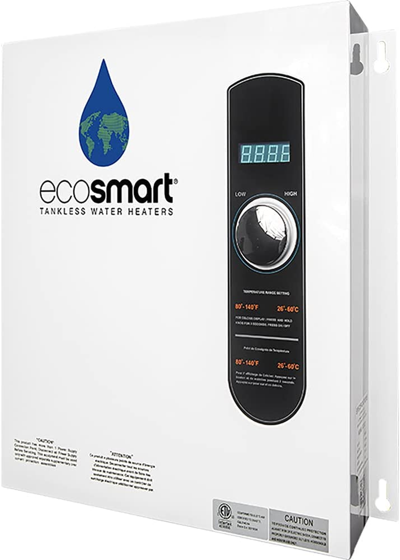Ecosmart ECO Electric Tankless Water Heater, 27 KW at 240 Volts, 112.5 Amps with Patented Self Modulating Technology, White