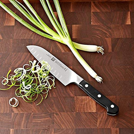 HENCKELS Classic Hollow Edge Santoku Knife, 7-Inch, Black, Stainless Steel