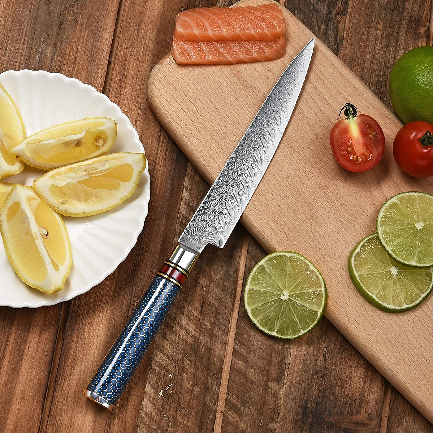 WEKIT Chef Knife 6 Inch Damascus Chefs Knife Japanese VG10 Kitchen Knife Sharpest 67-Layer High Carbon Stainless Steel Knife, Pro Cooking Knife, Meat Cutting Gyuto Chef Knife with Sheath