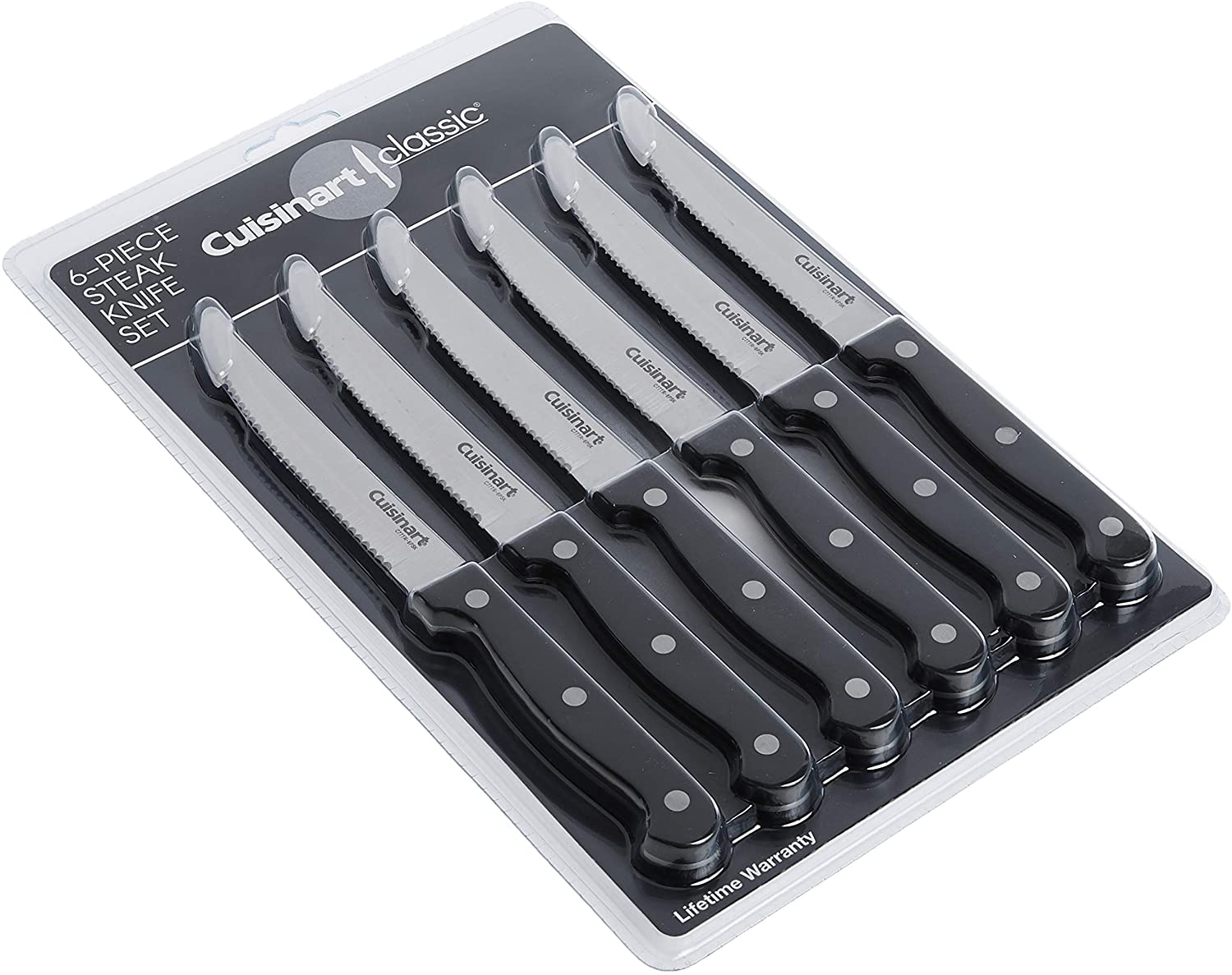 Cuisinart C77TR-6PSK Triple Rivet Collection 6-Piece Steak Knife Set, Black