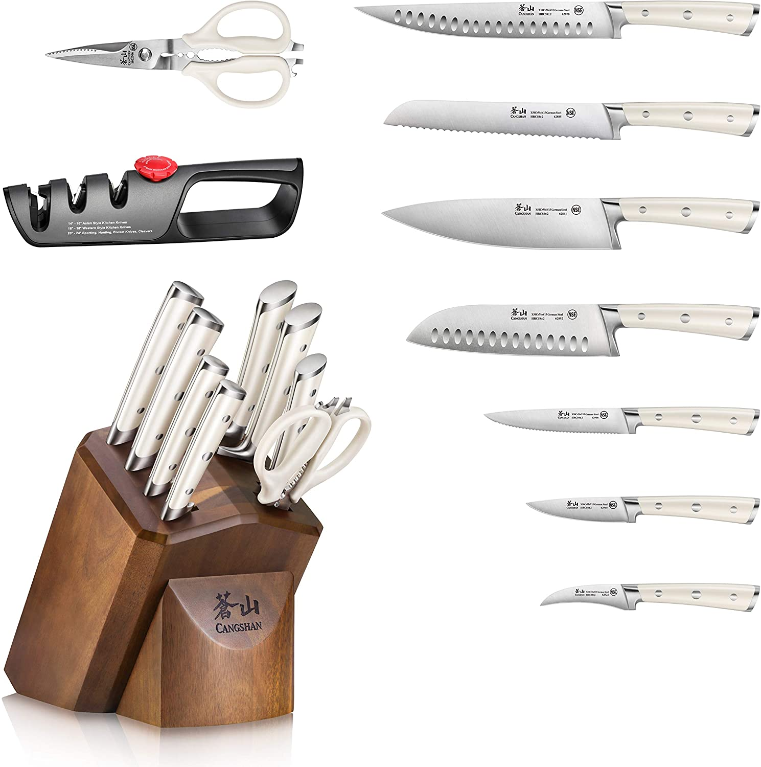 Cangshan H1 Series 1026153 German Steel Forged 10-Piece Knife Block Set