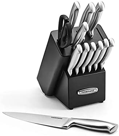 Image of Farberware Self-Sharpening 13-Piece Knife Block Set with Edgekeeper Technology, Black -