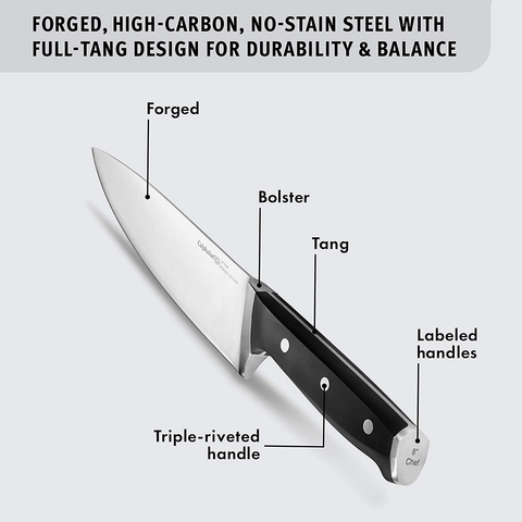 Image of Calphalon Classic Self-Sharpening 15 Piece Cutlery Knife Block Set, Brown