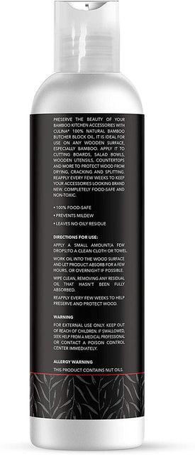 Culina Cutting Board & Butcher Block Conditioning & Finishing Oil | Mineral Oil Free |100% Plant Based & Vegan, Best for Wood & Bamboo