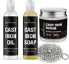 Culina Cast Iron Soap Set | Conditioning Oil | Stainless Scrubber | Restoring Scrub | All Natural Ingredients | Best for Cleaning, Non-stick Cooking & Restoring | for Cast Iron Cookware, Skillets, Pans & Grills!… - Livananatural