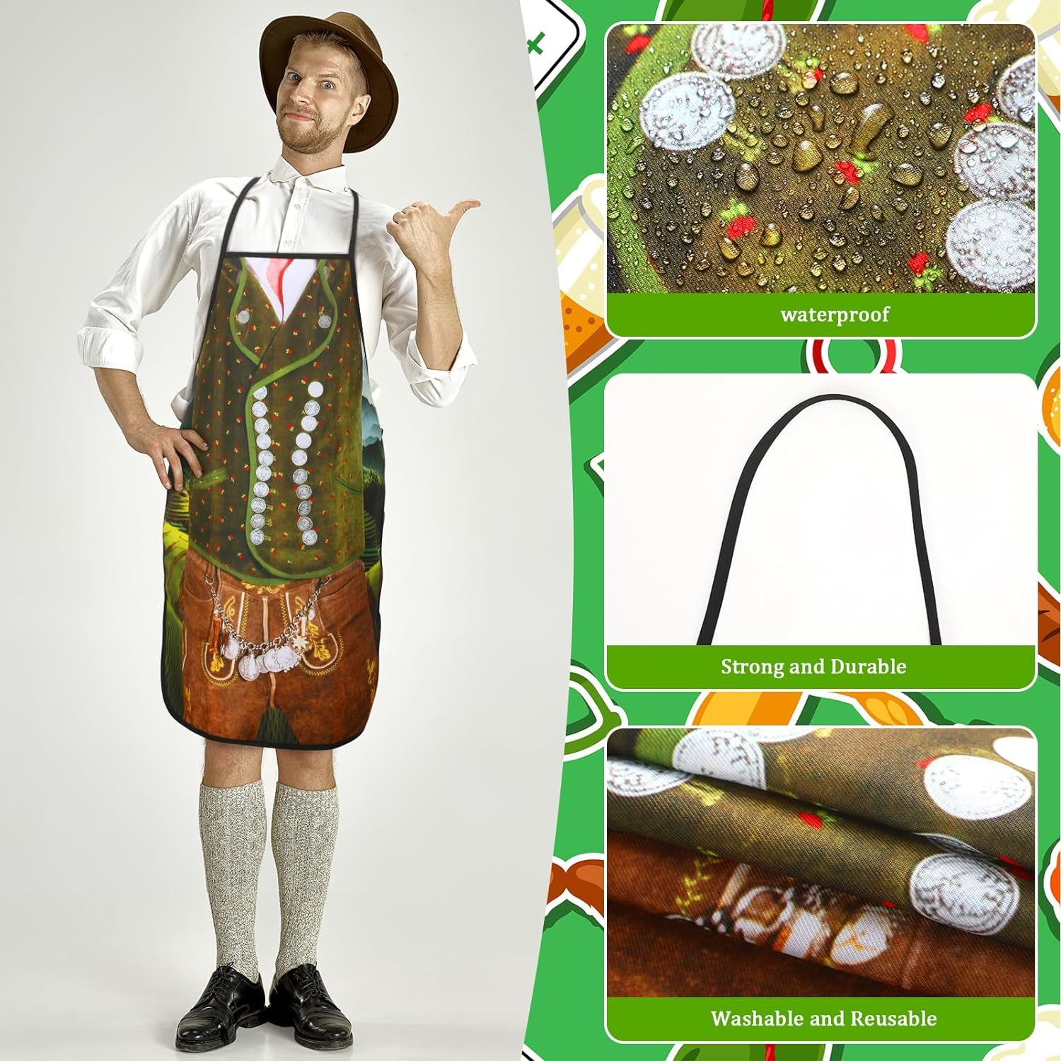 4 Pcs Oktoberfest Apron Oktoberfest Party Decorations German Kitchen Apron Outfit Costume for Bavarian Beer Festival