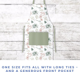 Chef Apron for Cooking, Baking, Grilling, Cleaning, Gardening, Serving - 100% Cotton with Adjustable Neck Strap, Front Pocket and Long Tie 4 Piece Green & Red