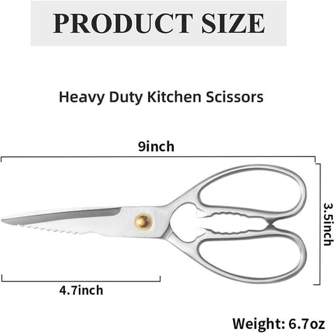 Image of Professional Kitchen Scissors - Food Cooking Scissors - Stainless Steel Utility Scissors - Heavy Duty Kitchen Shears - Vegetable, Meat, Fish,Pizza Scissors - Food Scissors Poultry Shears