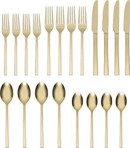 Allay Champagne 20 Piece Everyday, Service for 4 Flatware Set, 20PC FW, STAINLESS