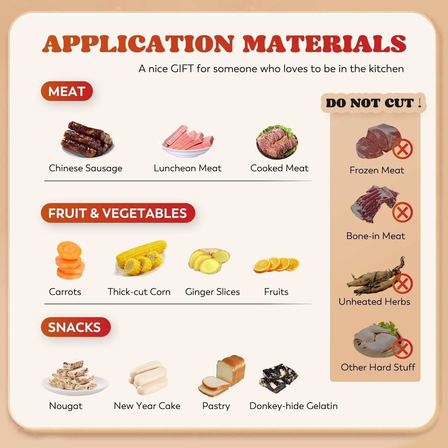 Biltong Slicer Beef Jerky Cutter with Built-In Knife Sharpener Manual Meat Slicer Rubber Wood Base for Deli Bacon Ham Sausage Fruits Vegetables Herb Ginseng Pastry