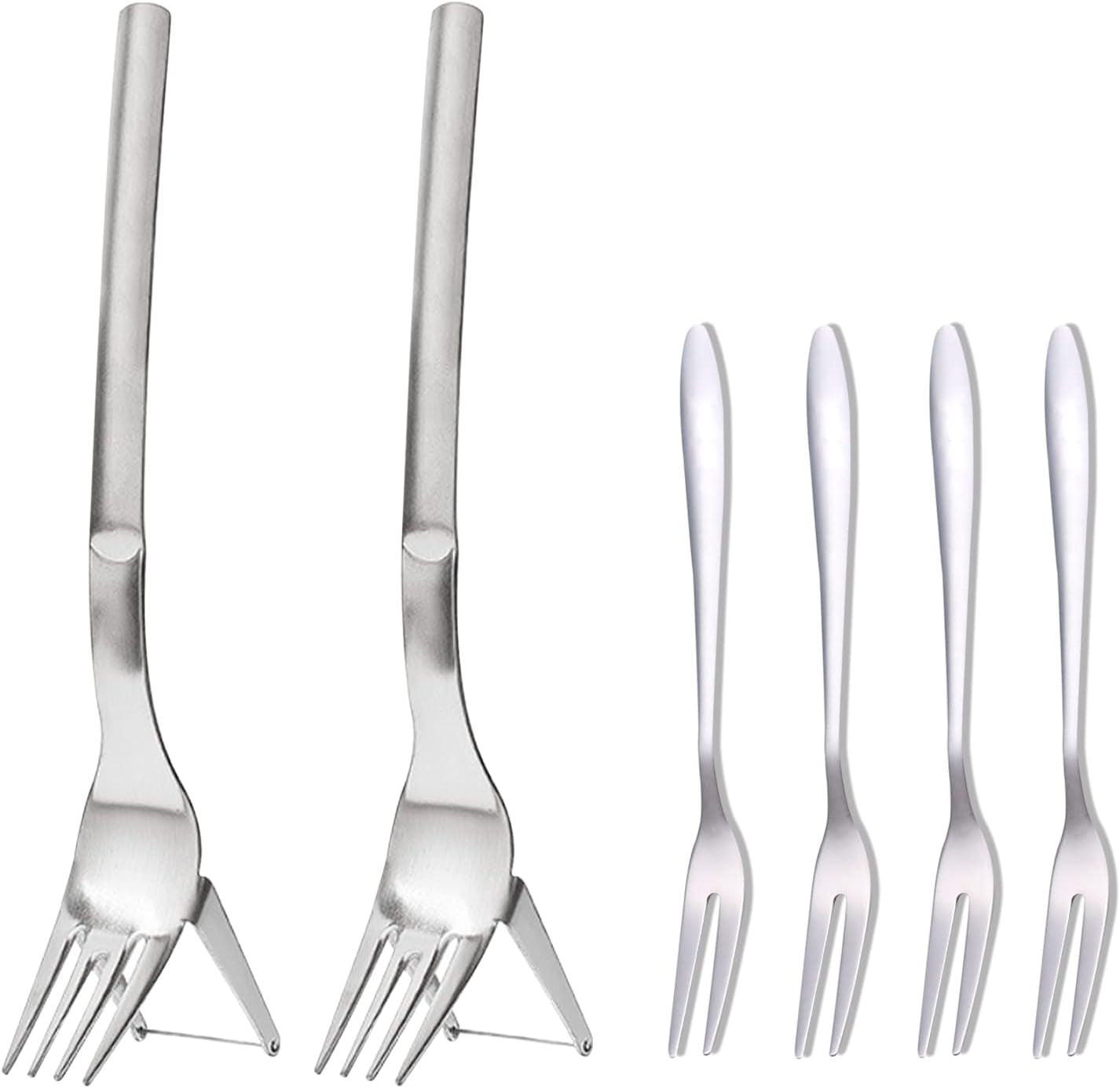 2 Packs 2-In-1 Watermelon Slicer Cutter & 4 Pieces Stainless Steel Fruit Fork, Watermelon Fork Slicer Artifact, Summer Watermelon Cutting Tool for Family Parties Camping