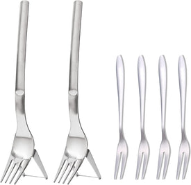 2 Packs 2-In-1 Watermelon Slicer Cutter & 4 Pieces Stainless Steel Fruit Fork, Watermelon Fork Slicer Artifact, Summer Watermelon Cutting Tool for Family Parties Camping