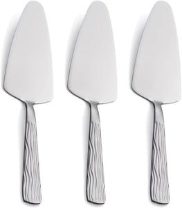 Silver Cake Server, 9.3-Inch Stainless Steel Pie Server, Pizza Server of 3, Pie Server Spatula, Cake and Pie Servers, Dishwasher Safe