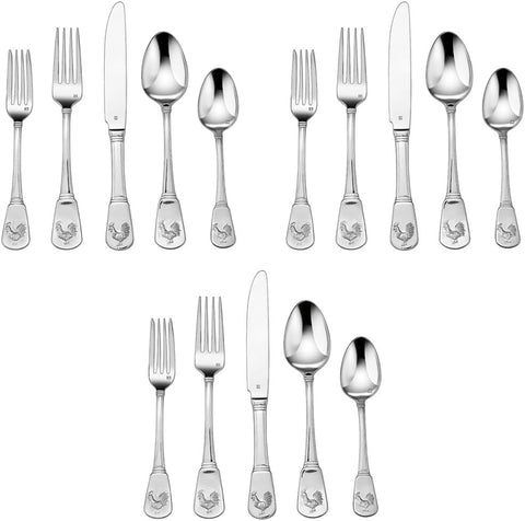 Image of 3-Pack of 20-Piece Elite Flatware Set, French Rooster (CFE-01-FR20)