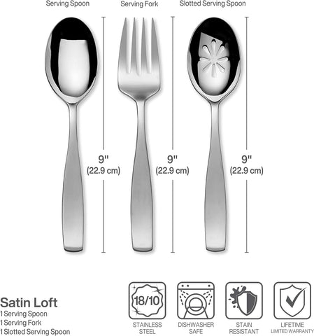 Image of Satin Loft 75-Piece 18/10 Stainless Steel Flatware Set with Serving Utensil Set, Service for 12