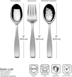 Satin Loft 75-Piece 18/10 Stainless Steel Flatware Set with Serving Utensil Set, Service for 12