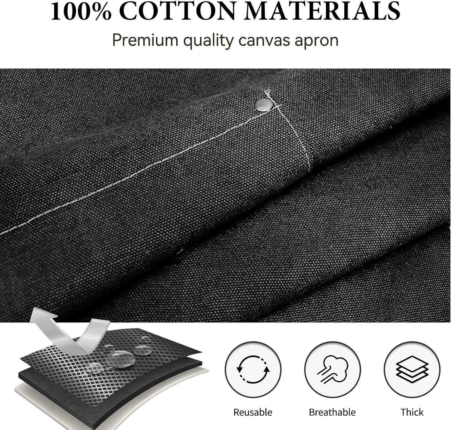 1-2 Pcs Kitchen Aprons for Women Men with Pockets, Adjustable Strap Chef Apron for Cooking Restaurant Work