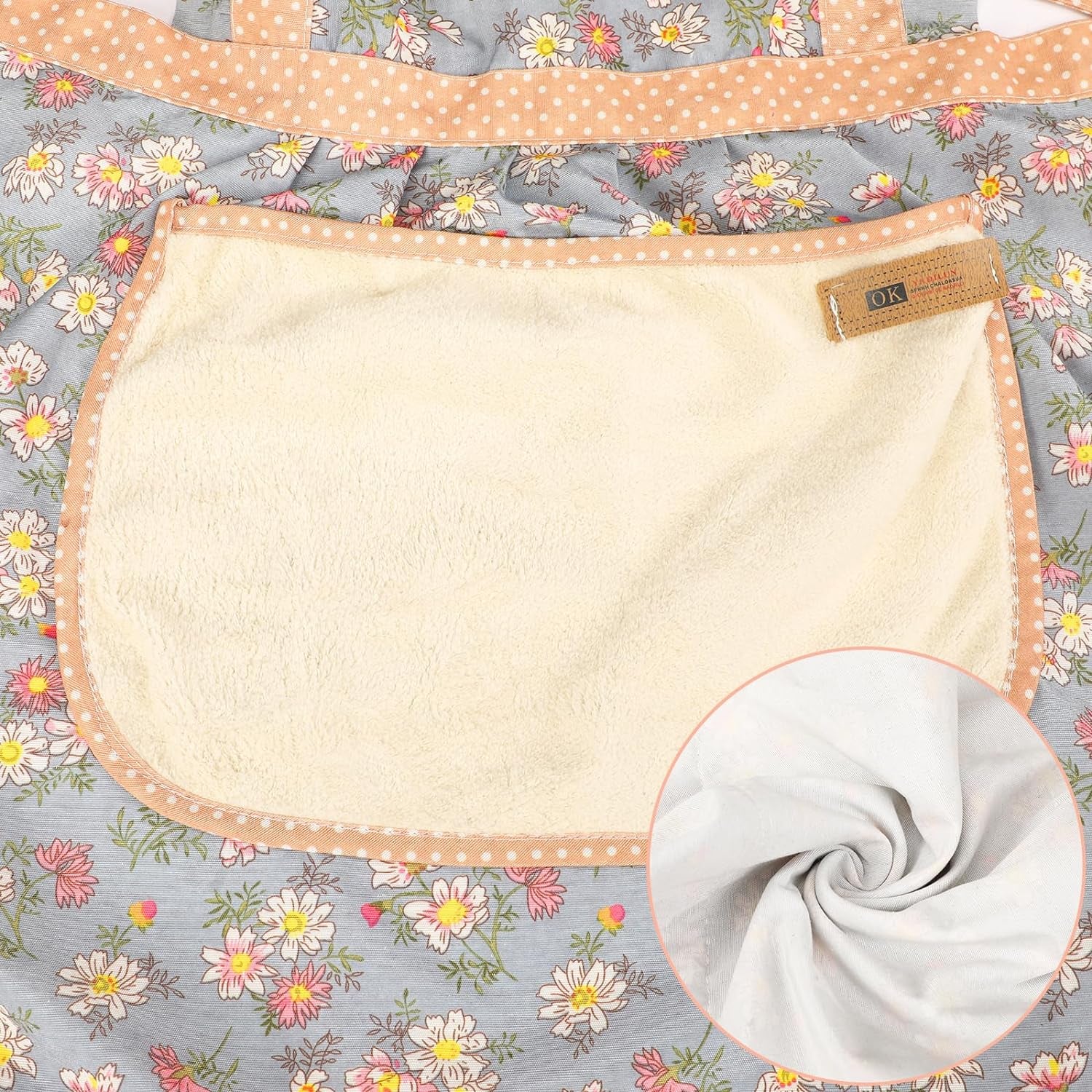 2Pcs Women Aprons with Pockets, Floral Apron Big Pocket Baking Mothers Day Gift Soft Chef Aprons for Kitchen Cooking Baking