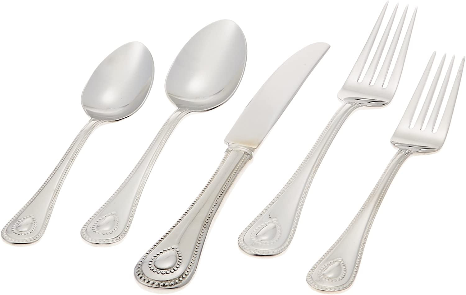 829739 French Perle Flatware Set, 11.30 LB, 65-Piece