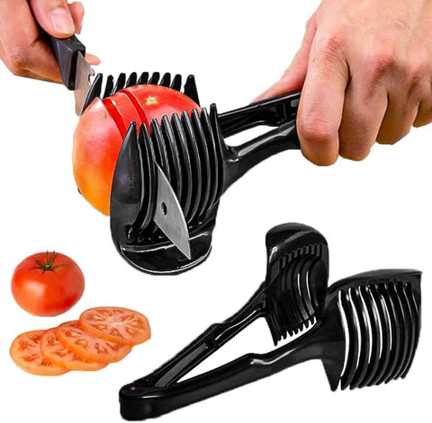 Image of Kitchen Tongs Mandolines for Knife: Multipurpose Tool with Vegetable Cutter, Fruit Tong & Clamp Tool - Slicer for Tomato, Potato, Onion, Lemon, Orange - Home Kitchen Clamp Tool