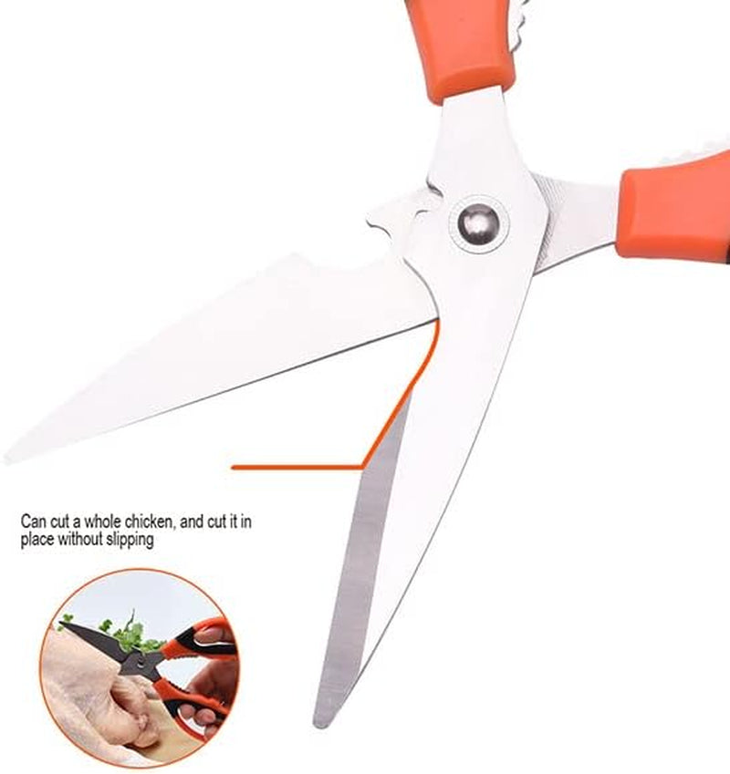 Heavy Duty Utility Scissors - 2Mm Thick Ultra Sharp Stainless Steel Blades - Multi-Use Shears with Bottle Opener, Peeler, Nut Cracker - Craft and Kitchen Shears (1)