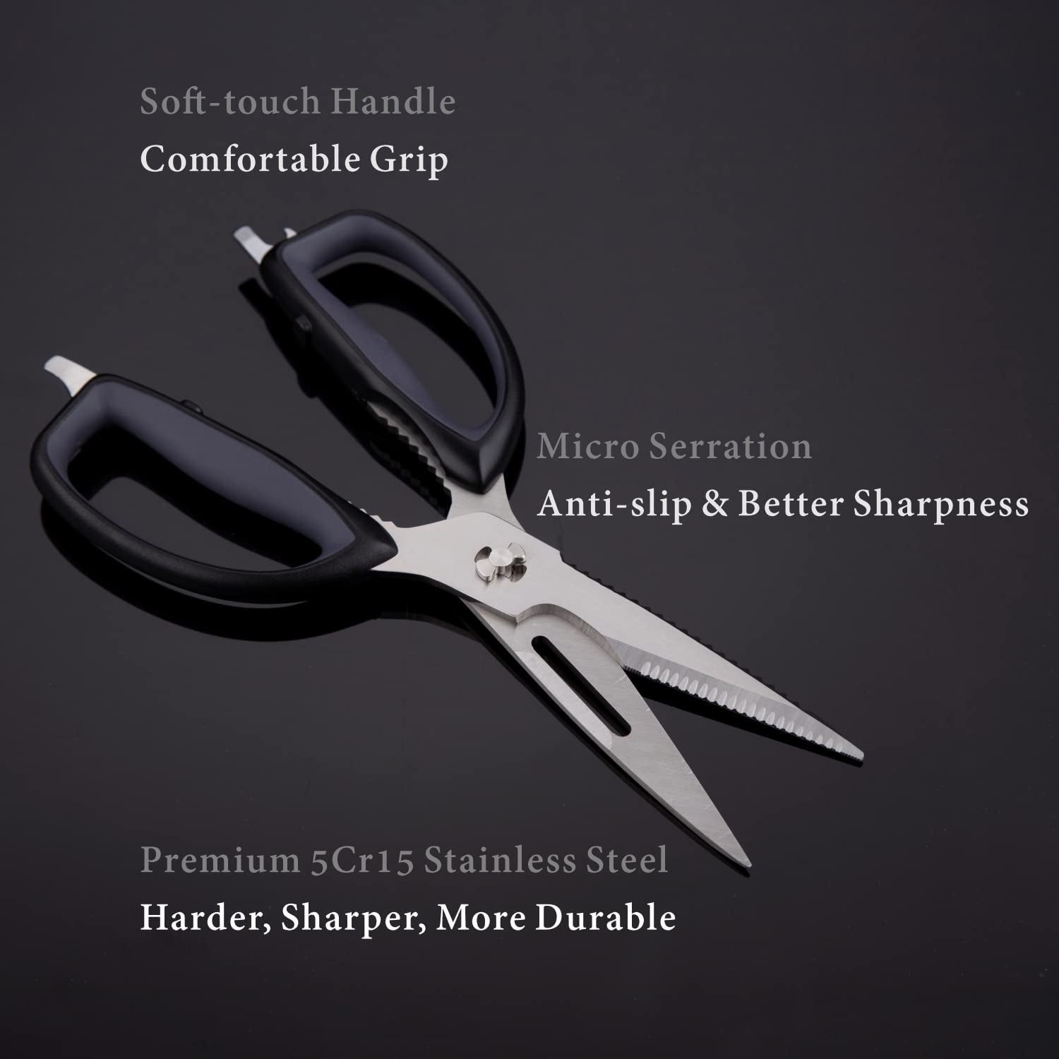 Kitchen Scissors, Premium 5Cr15 Stainless Steel, Magnetic Sheath Holder for Fridge, Heavy Duty Kitchen Shears, Advanced CNC Technology for Smooth Come Apart, Soft-Touch Handle