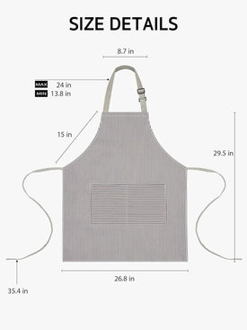 Kitchen Cooking Apron, 2 Pack Adjustable Bib Chef Aprons for Women Men with 2 Pockets, L-Black/Brown Stripes